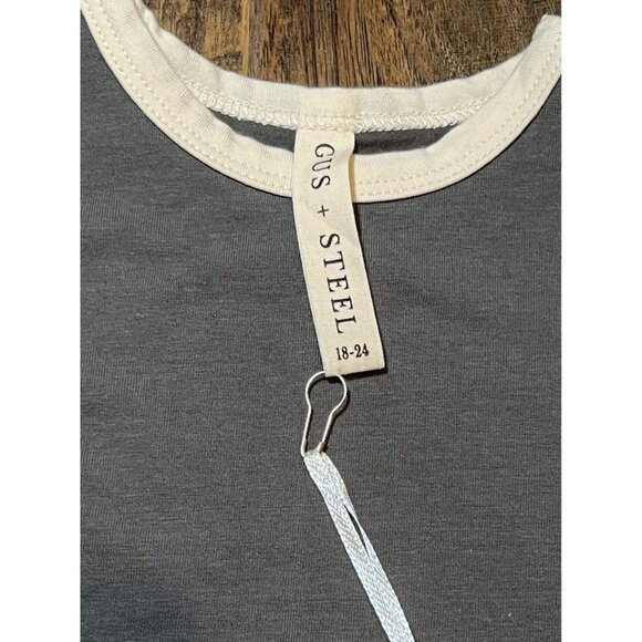 NWT Gus + Steel Charcoal Ringer Tee 18-24 months - Picture 2 of 5